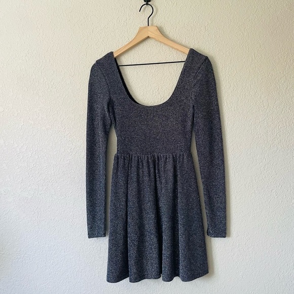 Free People Double Scoop Neck Metallic Skater Dress - Picture 12 of 15